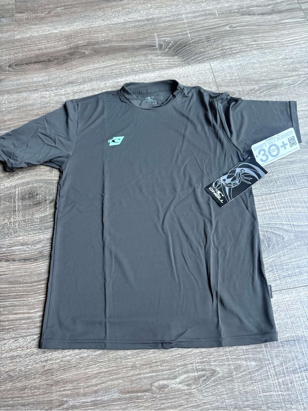 O'Neill Black Short Sleeve Performance Rash Tee with Mint Logo